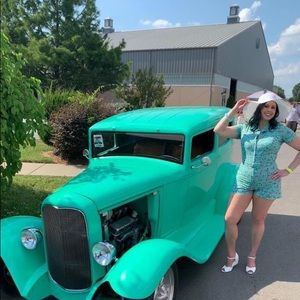 Bernie Dexter Garage Girl Green Kitten Romper